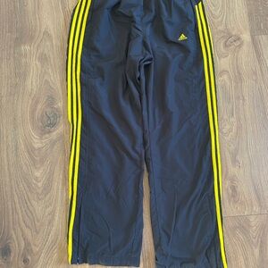 Adidas Vintage Navy Blue Track Pants with Yellow Accents
